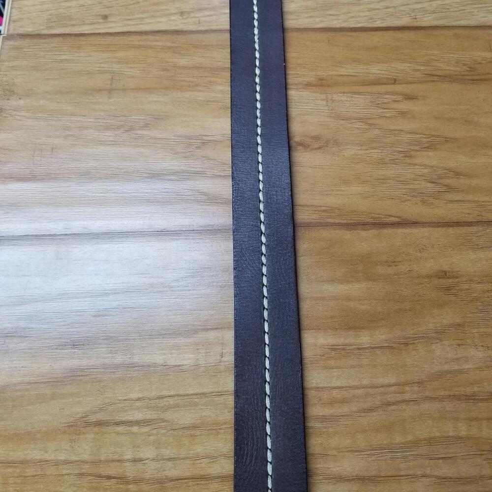 Men's Thick Stitched Genuine Leather Belt Brown 42 Fits 41"- 44" - Picture 4 of 11